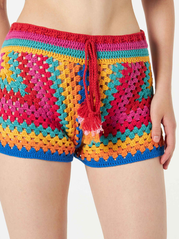 Multicolor crochet shorts