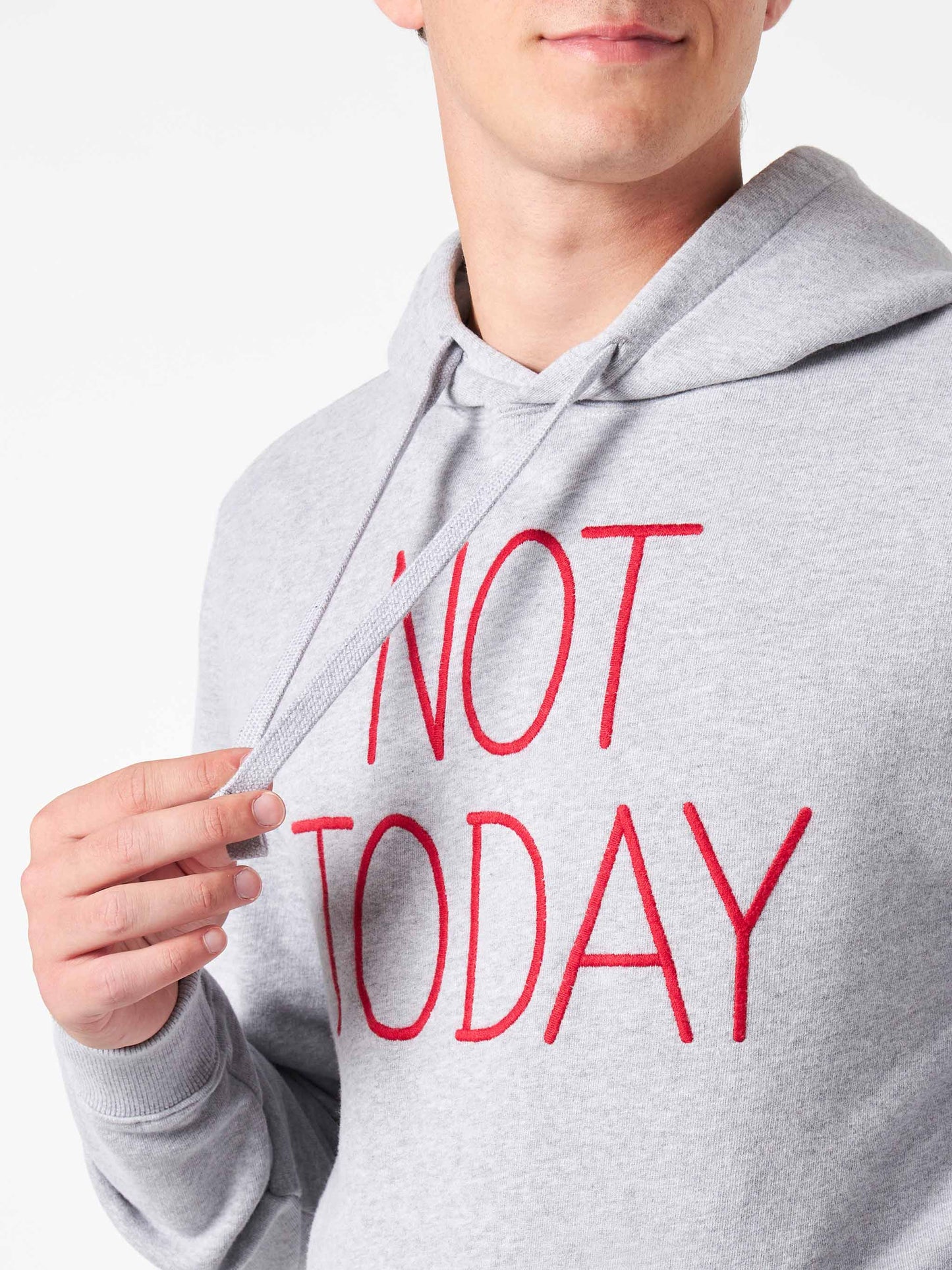 Grauer Kapuzenpullover für Herren mit „Not Today“-Stickerei