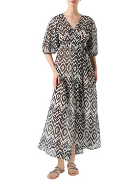 Cotton and silk long dress Bliss with ikat print - MC2 Saint Barth