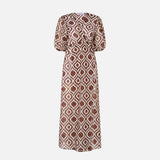 Cotton and silk long beach dress Bliss with ikat print