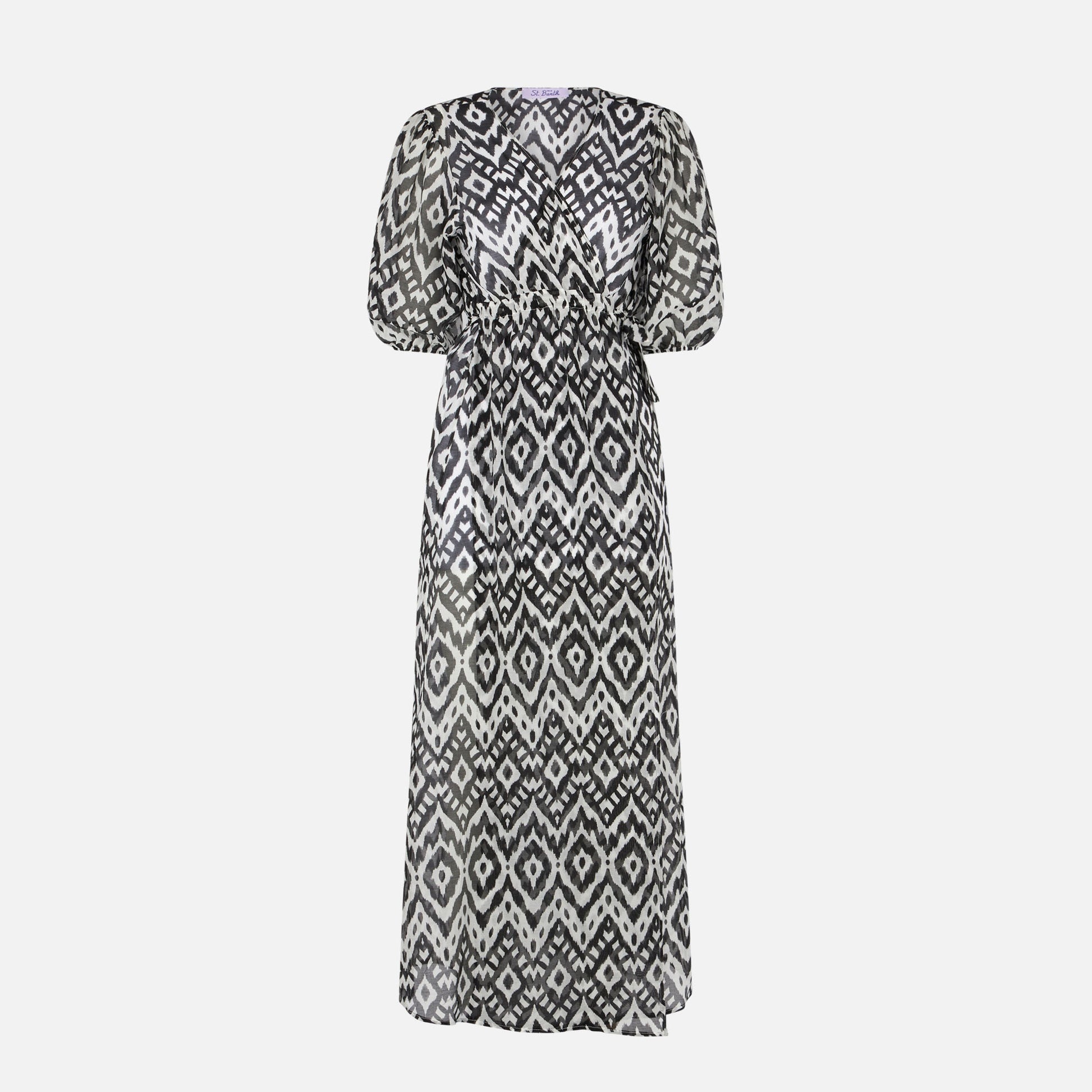 Cotton and silk long dress Bliss with ikat print - MC2 Saint Barth