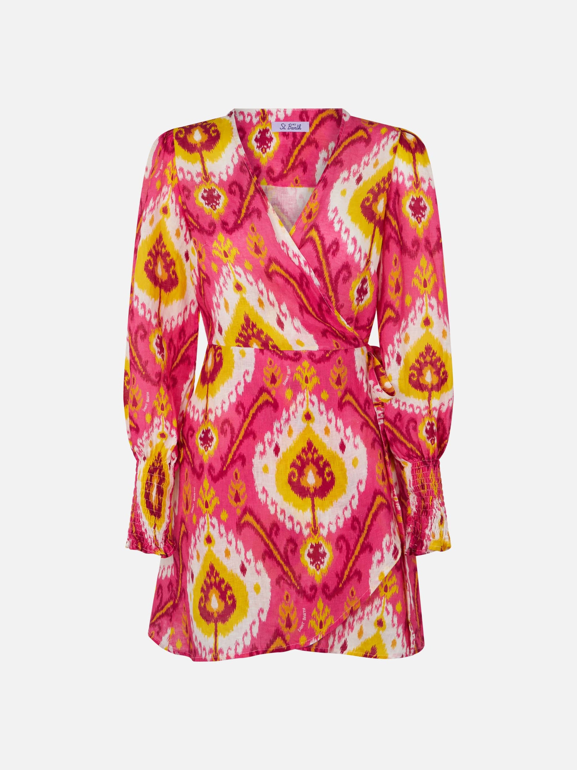 ikat short dress Monochrome Ikat Mini Wrap Dress M