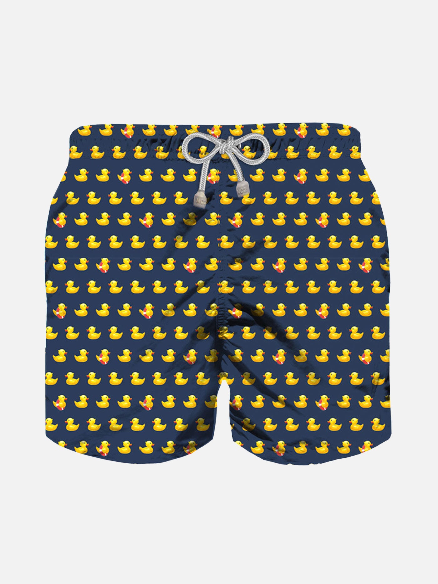 Boy light fabric swim shorts with ducky print