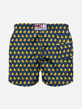 Boy light fabric swim shorts with ducky print