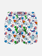 Space print boy swim shorts