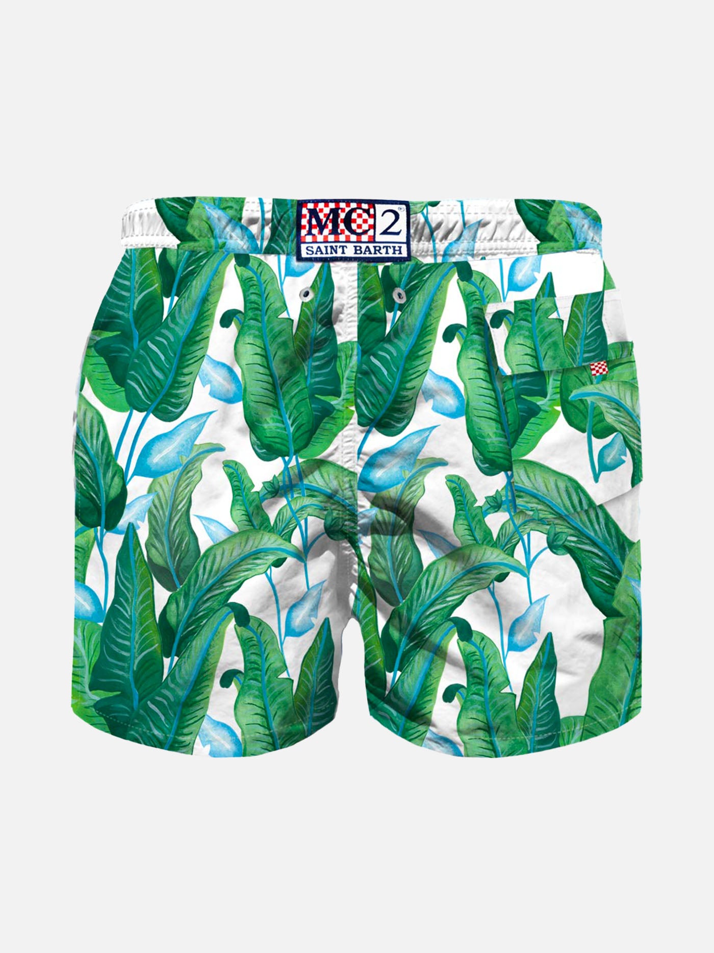 Boy swim shorts with tropical print