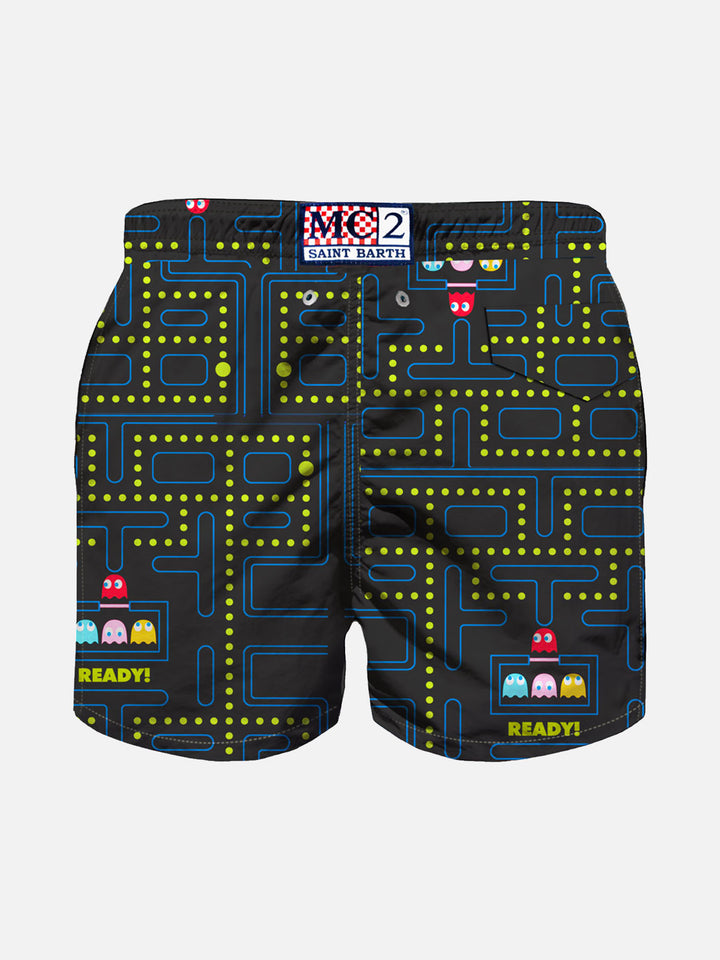 Boy light fabric swim shorts with Pac Man print |Pacman© - MC2 Saint Barth