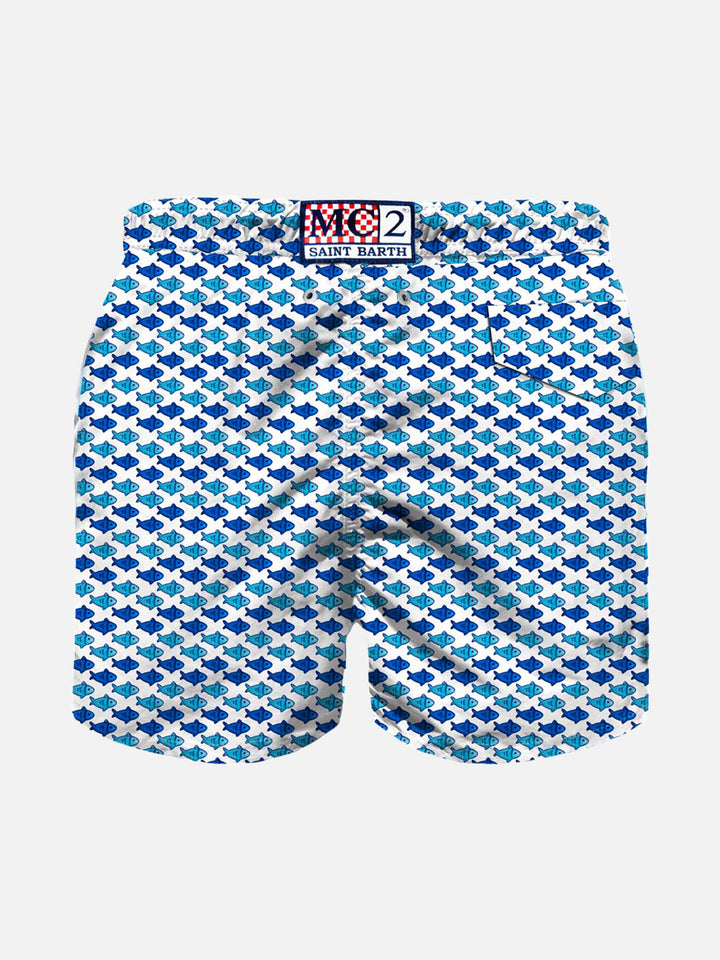 Boy light fabric swim shorts wth fish print - MC2 Saint Barth