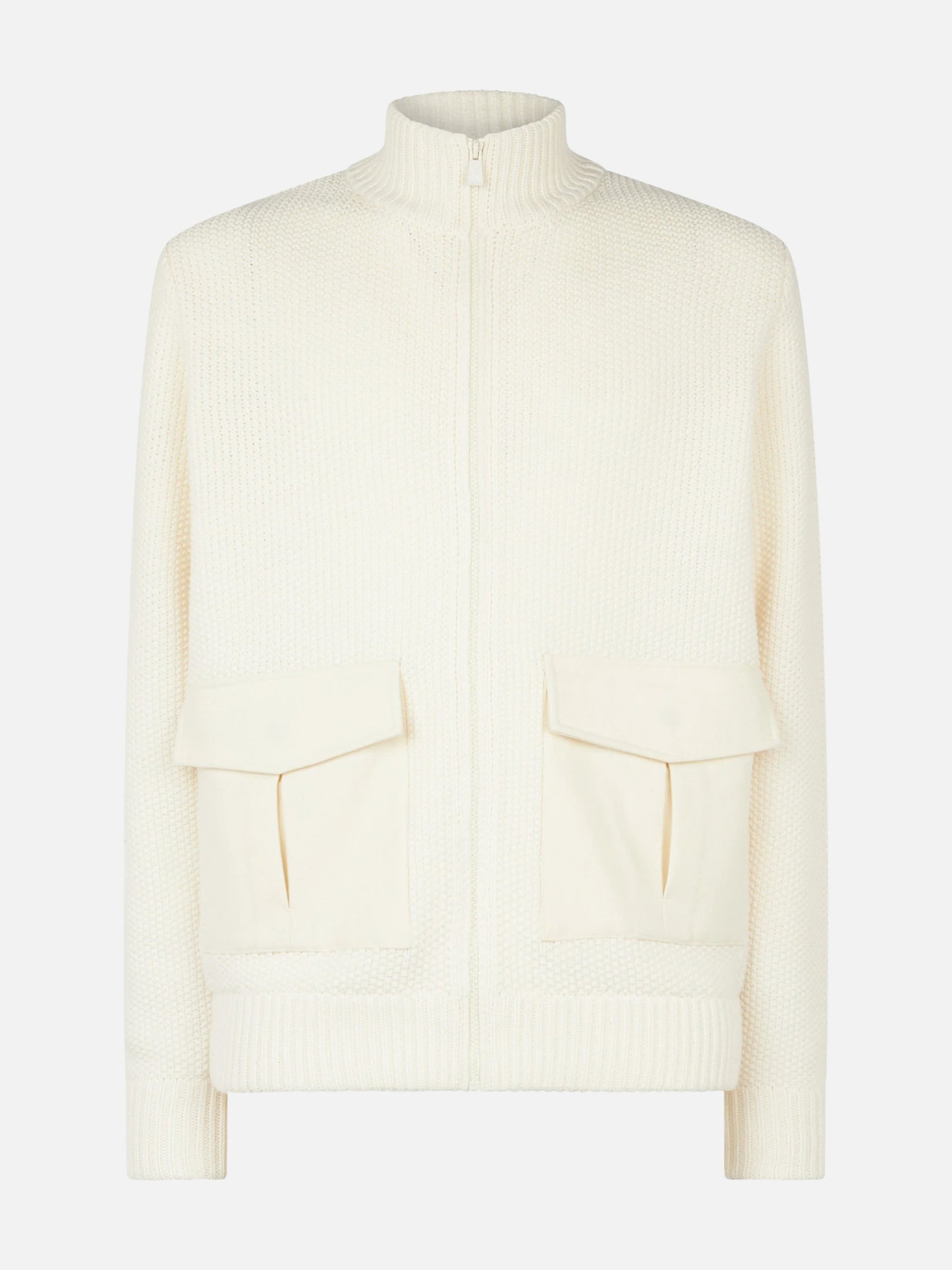 Man knitted bomber with felt pockets