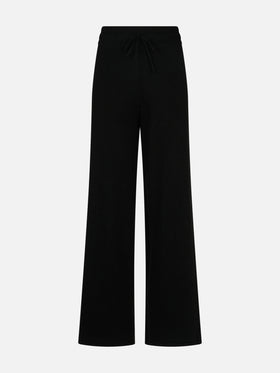 Pantalone a palazzo nero in maglia