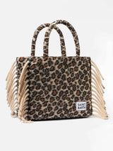 Borsa a spalla Vanity con stampa animalier e frange