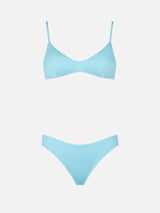 Hellblauer Bralette-Bikini für Damen