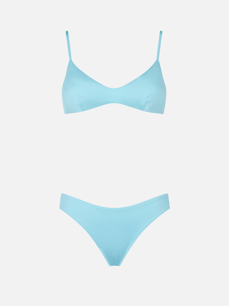 Hellblauer Bralette-Bikini für Damen