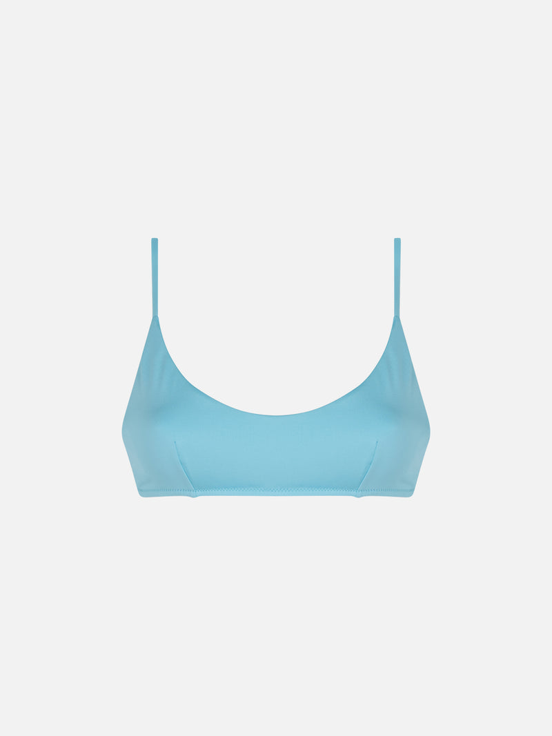 Woman light blue bralette swimsuit