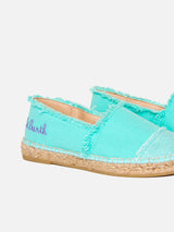 Water green canvas espadrillas with embroidery