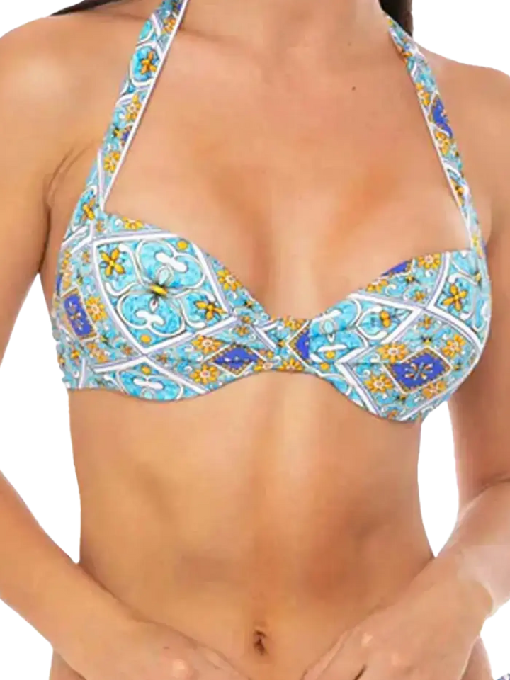 Light blue majolica print bralette - MC2 Saint Barth