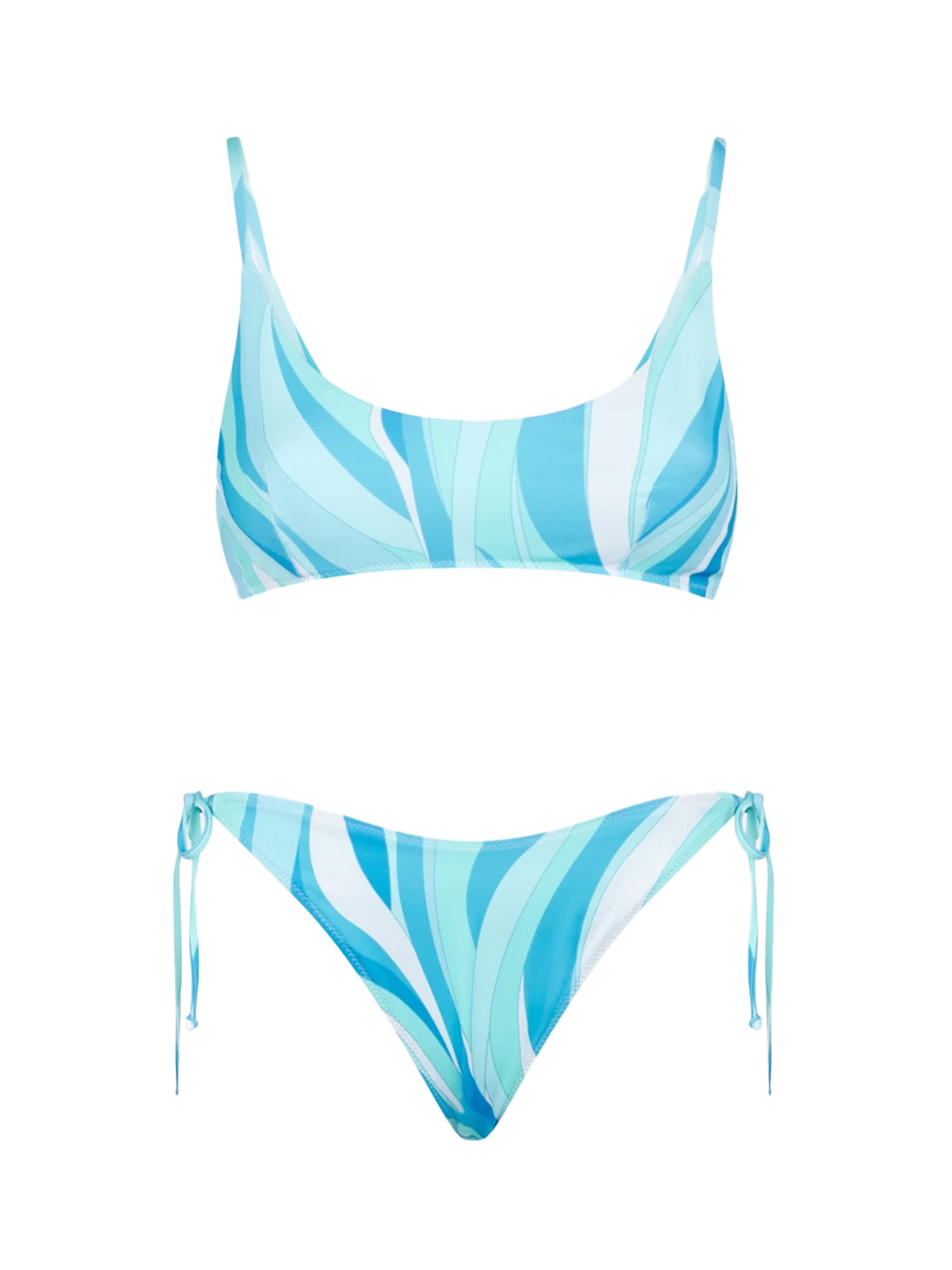Woman bralette bikini with shape wave print