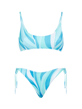 Woman bralette bikini with shape wave print