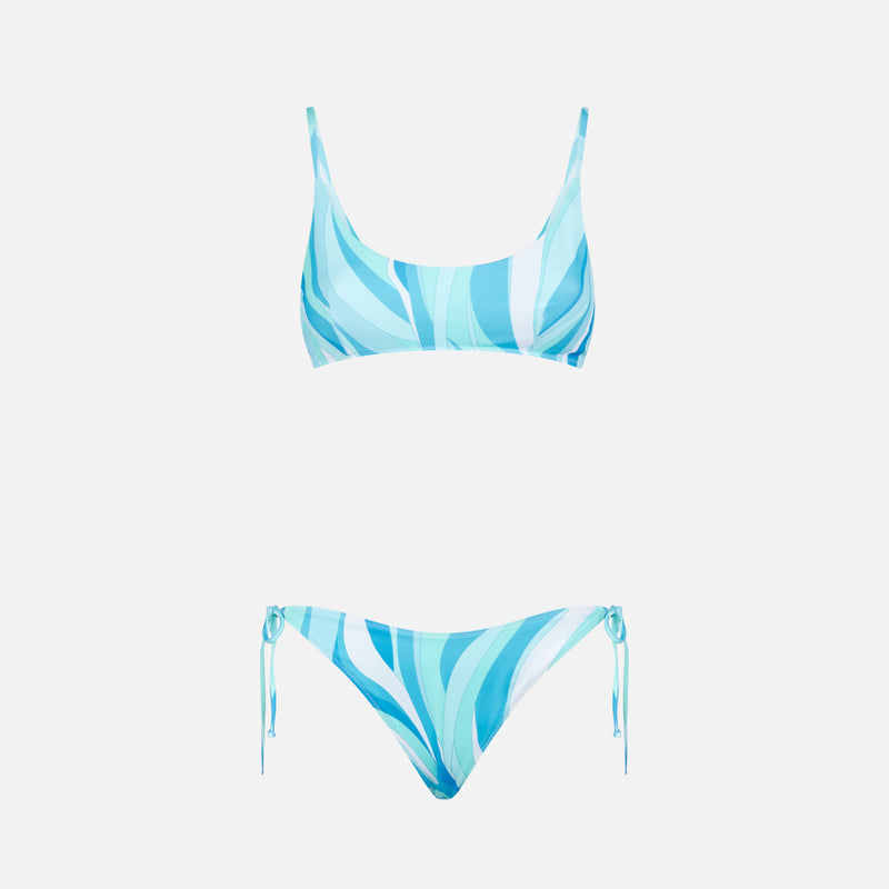 Woman bralette bikini with shape wave print