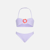 Girl lilac crinkle bikini with flower ring