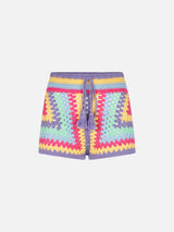 Multicolor crochet shorts