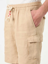 Beige linen bermuda shorts