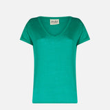 Woman green linen t-shirt