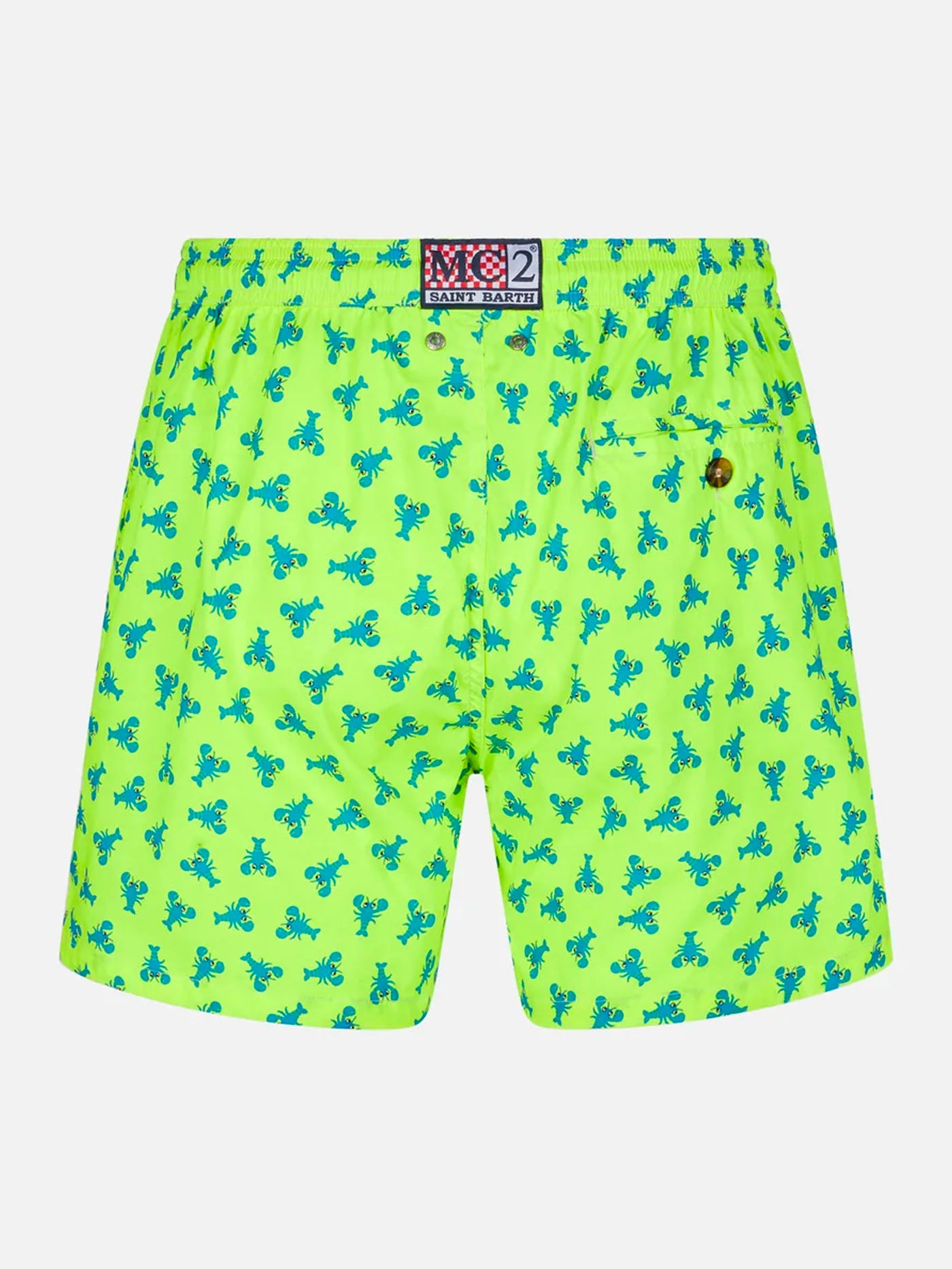 Bequeme Herren-Badeshorts aus leichtem Stoff mit Hummer-Print