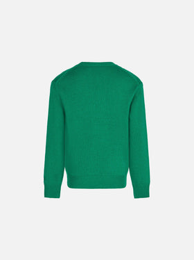 Gebürsteter Pullover für Mädchen mit Gänseblümchen-Jacquard