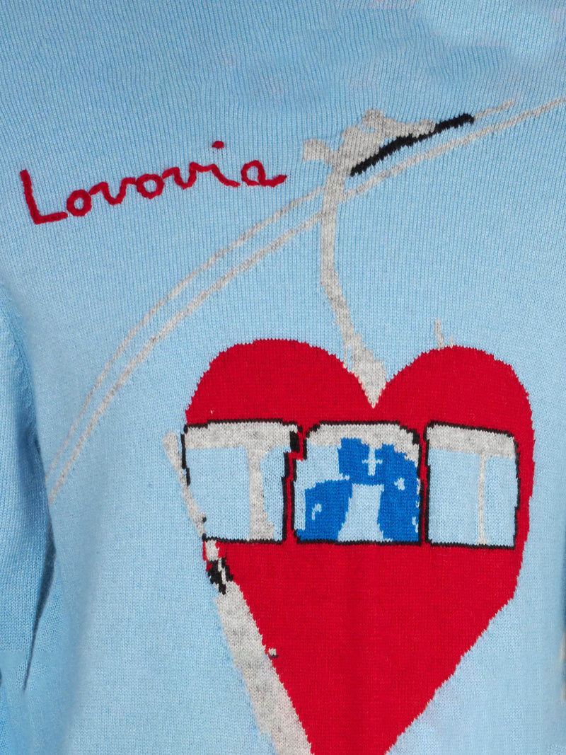 Mädchenpullover im Vintage-Postkartenstil mit Lovovia-Stickerei