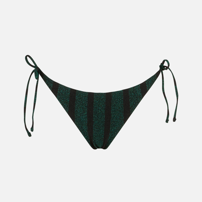 Woman swim briefs with lurex striped print