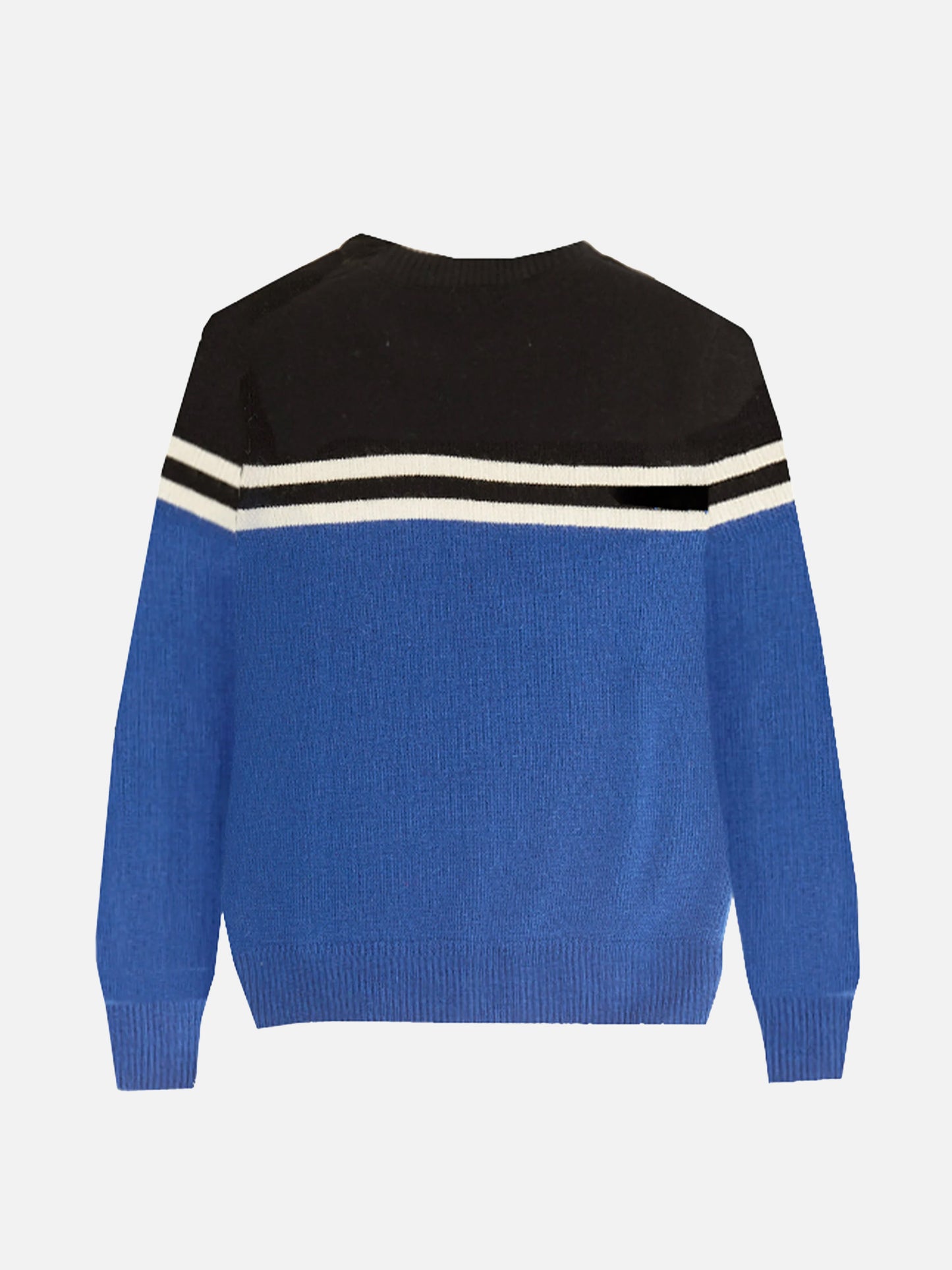 Blauer Jungenpullover mit Aufnäher