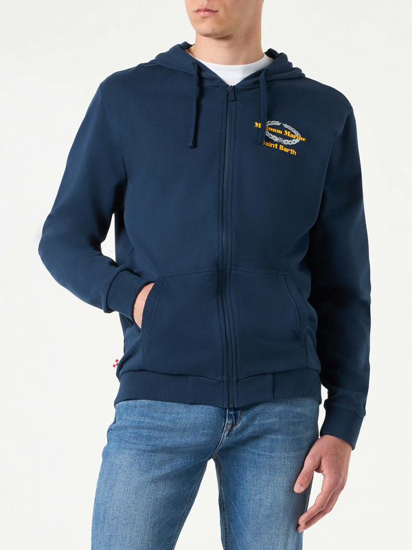 Blue cotton hoodie with Magnum Marine Saint Barth embroidery | MAGNUM MARINE SPECIAL EDITION