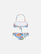 Mädchen-Bandeau-Bikini mit Maiolika-Print