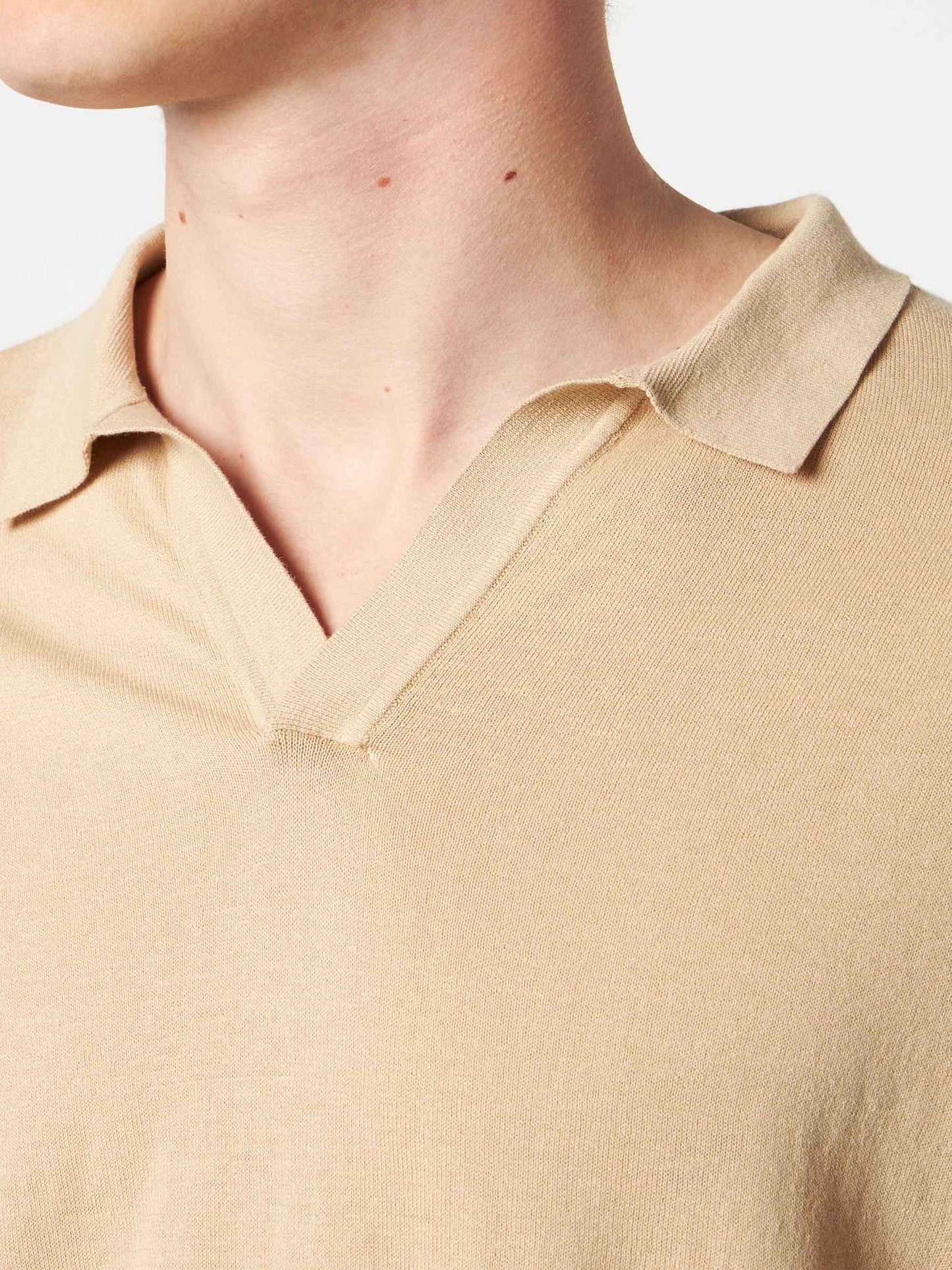 Beige gestricktes Polo-T-Shirt für Herren