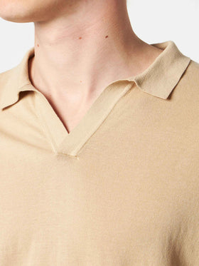 Beige gestricktes Polo-T-Shirt für Herren