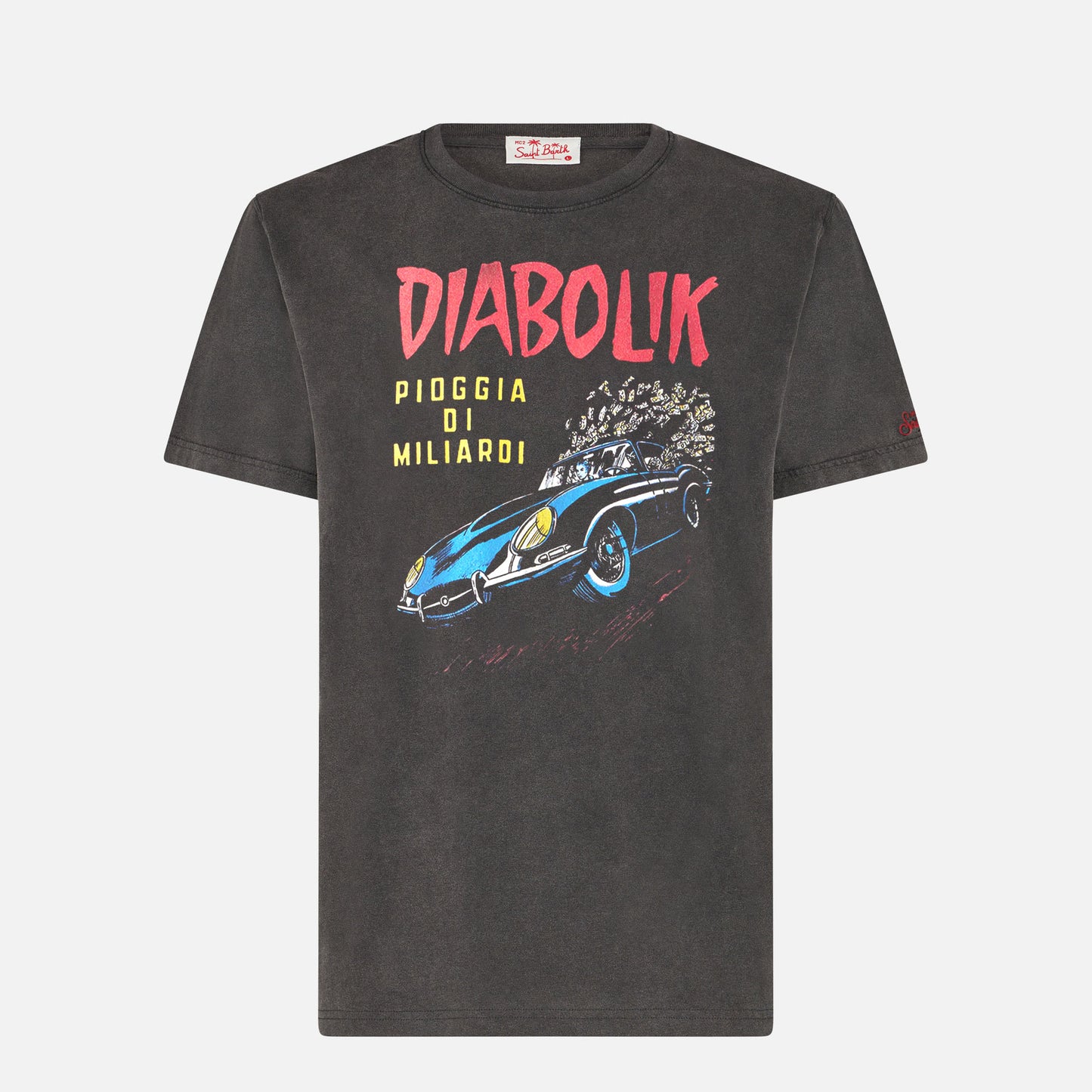 Herren-Baumwoll-T-Shirt im Vintage-Stil mit Aufdruck „Diabolik-Auto“ und „Geld“ | DIABOLIK SONDEREDITION