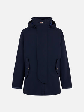 Blaue, marineblaue Parkajacke mit Kapuze Voyager