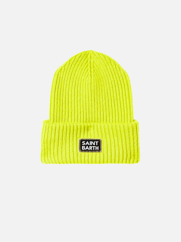 Man fluo yellow knit beanie