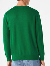 Man green sweater with Tequila solves everything embroidery