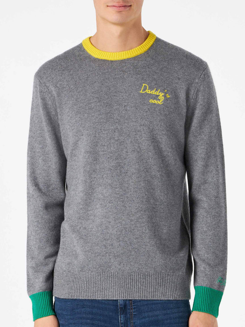 Maglione da uomo grigio con ricamo Daddy's cool