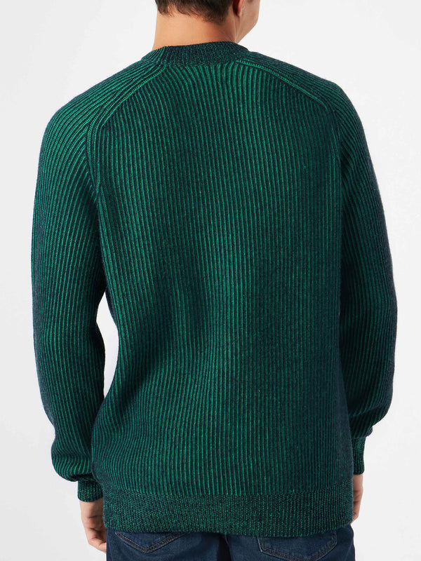 Maglia da uomo a costine mezzo collo verde