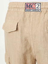 Man beige linen bermuda shorts