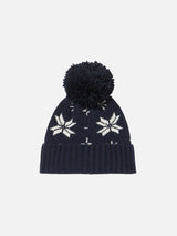 Man navy blue beanie with norwegian pattern