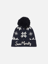 Man navy blue beanie with norwegian pattern