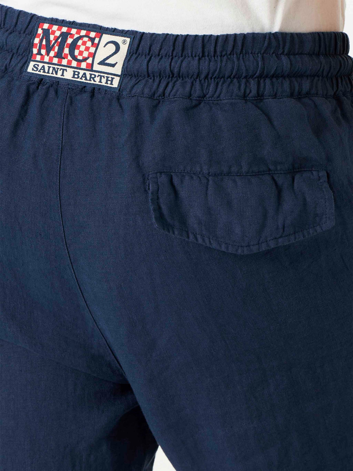 Man navy blue linen pants