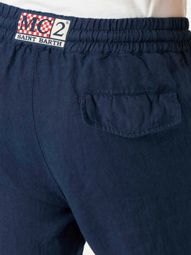 Man navy blue linen pants
