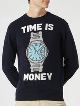 Man sweater with Time is money embroidery