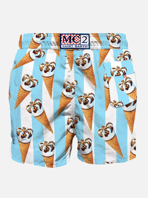 Man classic swim shorts with Cornetto print | ALGIDA® SPECIAL EDITION