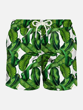 Banana leaves print mid-length swim shorts - MC2 Saint Barth